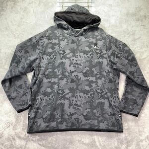Reebok Mens Camouflage Hoodie Sweatshirt Size 2XL Full Zip Athletic Gray